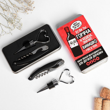 Набор для вина "Для дерзкой девочки", 15 х 8,2 см &mdash; Posudio