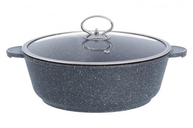 Жаровня 24см серый Мрамор (ДЕКО), ЖМВ-24 — Posudio