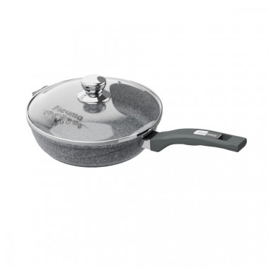 Сковорода 26*26см.&quot;Premium&quot;(grey) несьемной ручкой и стекл. крышкой — Posudio