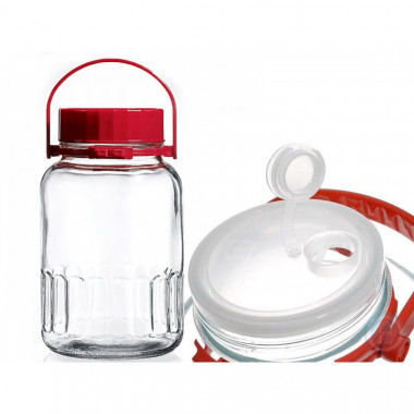 Банка д/сыпучих продуктов 3000 мл красная &mdash; Posudio