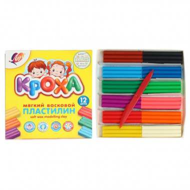 Пластилин мягкий (восковой) 12цв 180г "Кроха" &mdash; Posudio
