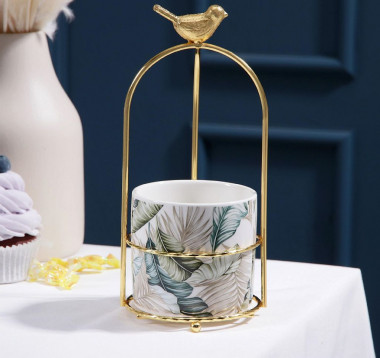 Конфетница "Папоротник.Птичка" 220 мл, 9х20,5 см &mdash; Posudio