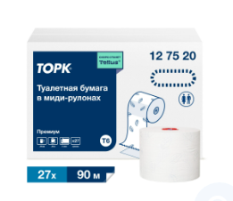 Tork T6 Туалетная бумага Mid-size в миди рулонах, белая, 90м. &mdash; Posudio