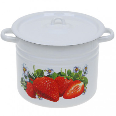 Кастрюля 9л цил. белосн. Клубника садовая — Posudio