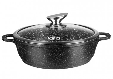 Сотейник 28см, 3,4л, мрамор, капсул индук дно, крышка LARA Rio, LR02-212 &mdash; Posudio