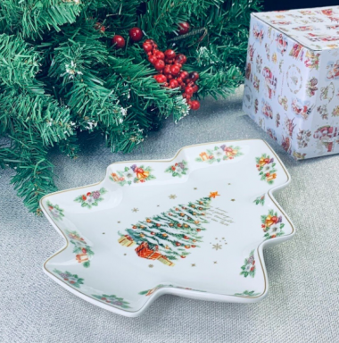 Блюдо 25х21,5 см НОВЫЙ ГОД в под.уп.(х24)Фарфор 205-288 — Posudio