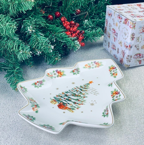 Блюдо 25х21,5 см НОВЫЙ ГОД в под.уп.(х24)Фарфор 205-288 фото 1 — Posudio