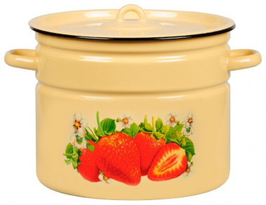 Кастрюля 9л цил. крем.Клубника садовая — Posudio