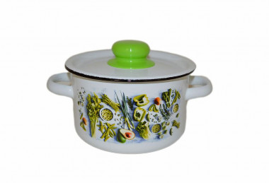 Кастрюля эмаль  цил. Cвежая зелень 7,0л — Posudio