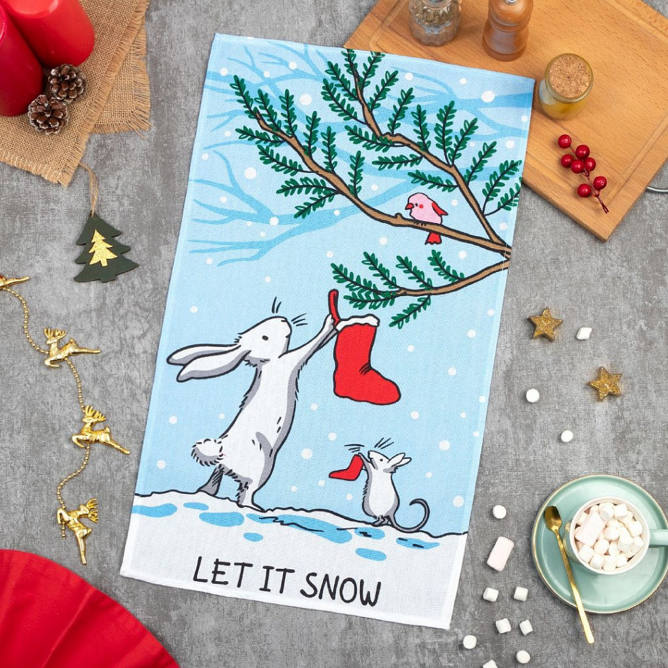 Полотенце Доляна Let it snow 35х60 см, 100% хлопок, 160 г/м2 фото 1 — Posudio