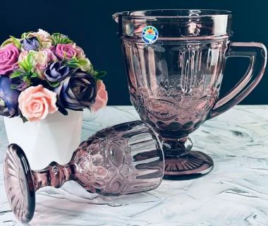 Набор графин и 6 бокалов 250 мл в под.уп.(х4) Розовый 588-433 — Posudio