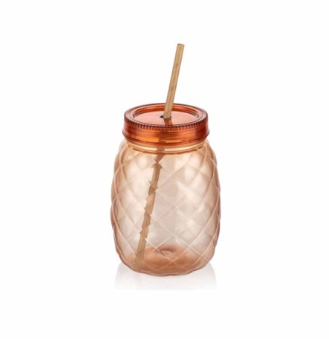 Бутылка для напитков с трубочкой 600мл. PINAPPLE &mdash; Posudio