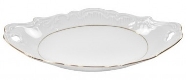 Блюдо овальное с ручками 25см Cmielow Рококо Золотая отводка Рококо-52 — Posudio