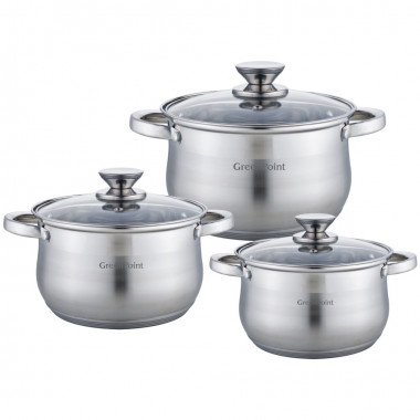 Набор кастрюль 1х4 6предм., нержавеющая сталь — Posudio