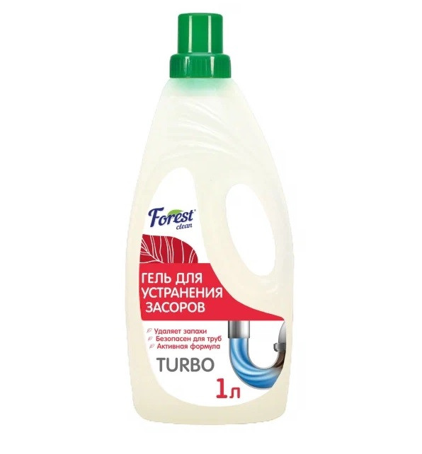 Гель для устранения засоров Turbo 1л Forest clean фото 1 — Posudio