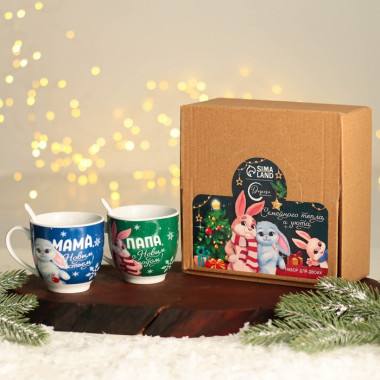 Набор «Семейного тепла», кружка 180 мл, 2 шт, ложка 2 шт — Posudio