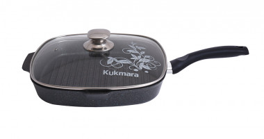 Сковорода-гриль 260/260мм с  ручкой  стекл. кр.Granit ultra (КУКМАРА) &mdash; Posudio