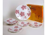 Набор тарелок 7пр.&quot;Флорин&quot; бел.роз.кругл. подар. упак. — Posudio