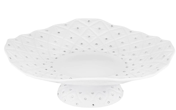 Блюдо на ножке из глазурованного декоративного фаянса в под/упак (х4) 110-103 фото 1 — Posudio