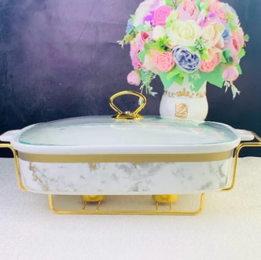 Мармит 38х23см с крышкой на подставке в под.уп.(х4)Фарфор 133-246 — Posudio