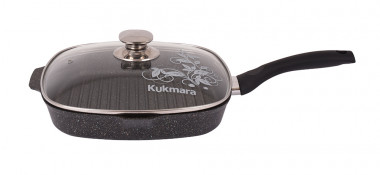 Сковорода-гриль 260/260мм с  ручкой  стекл. кр.Granit ultra original (КУКМАРА) &mdash; Posudio