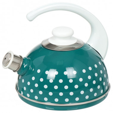Чайник 2,5л бирюза с дек.(бел. конс.ручка). — Posudio
