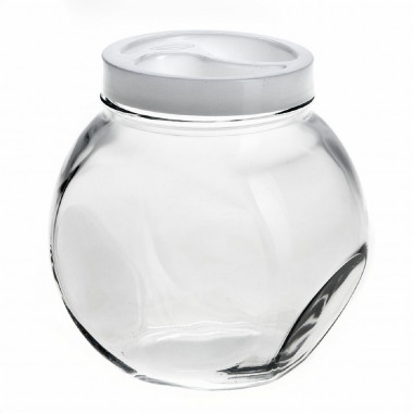 Банка с крышкой БЕЛЛА 1700 мл (белая крышка) в п/уп. — Posudio