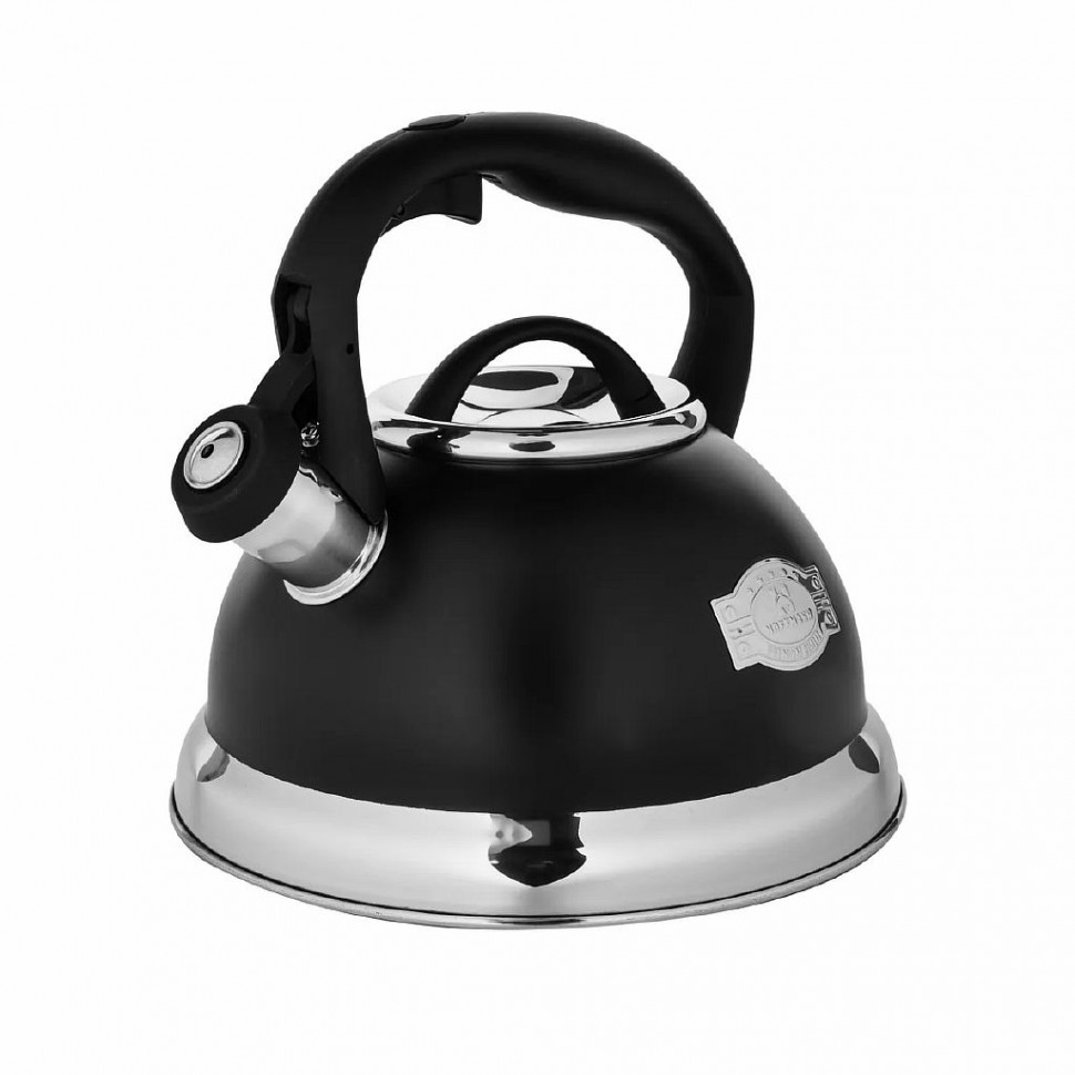 HM 55188 чайник со свист. черная ручка 3,0л.  черный с шильдиком фото 1 — Posudio