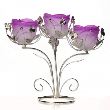 Подсвечник декор для 3 свечей Сиреневый цветок — Posudio