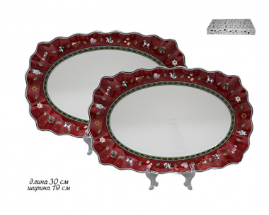 Набор из 2 овальных блюд 30,5см НОВЫЙ ГОД в под.уп.(х12)Фарфор 105-617 &mdash; Posudio