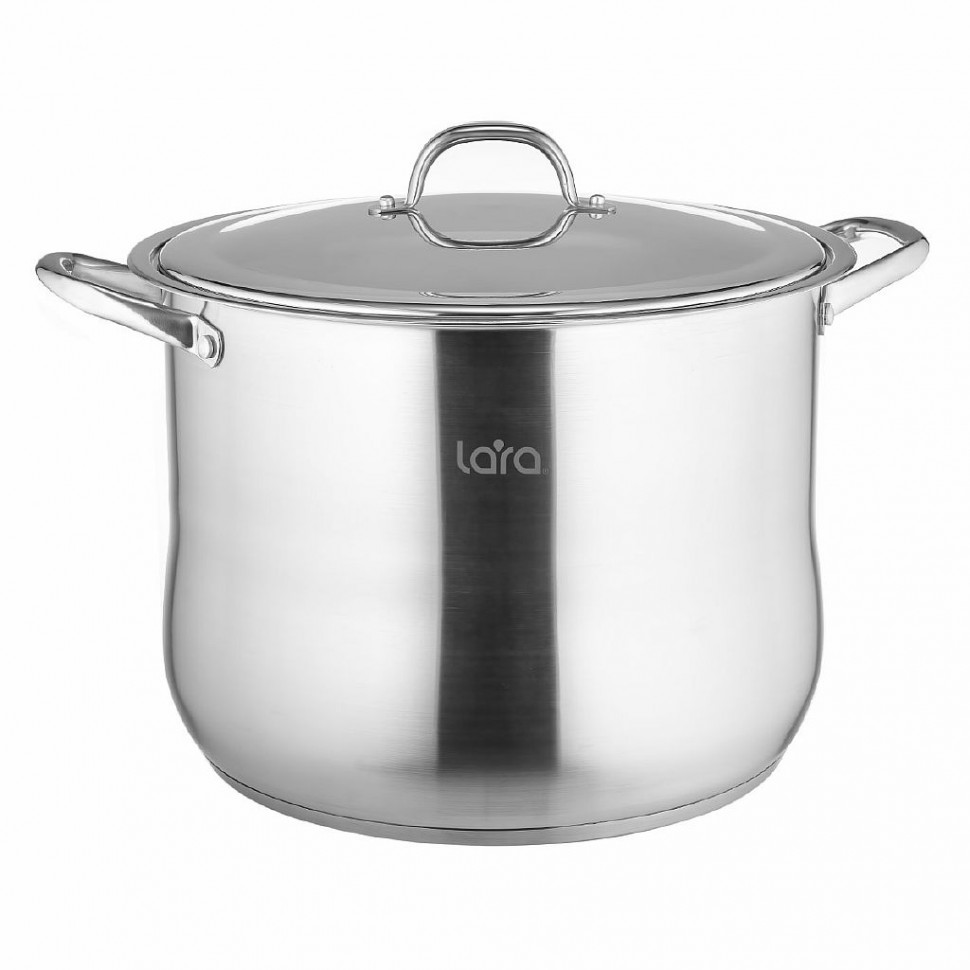 Кастрюля LR02-47 нерж 34*25см, 21.8л, капсул индукц дно, стальн крышка (LARA) фото 1 &mdash; Posudio