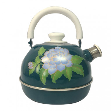Чайник 3,5л(бел. мет. подвиж. ручка) бирюзовый с рис. — Posudio