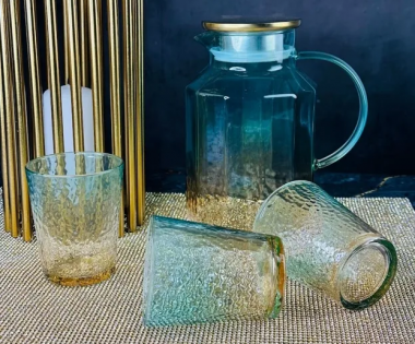 Набор графин 1800мл и 6 стаканов 260мл в под.уп.(х8) Стекло 200-043 — Posudio