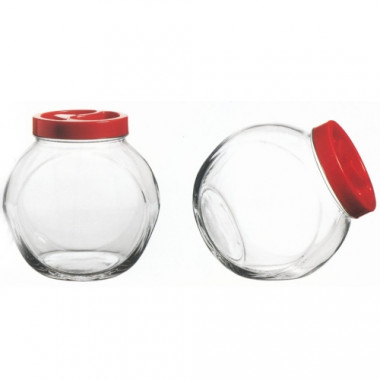 Банка д/сыпучих продуктов 2000 мл красная &mdash; Posudio