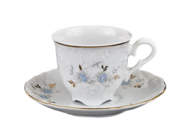 Кофейная пара 100мл Cmielow Rococo голубой цветок 401203В 9706 — Posudio