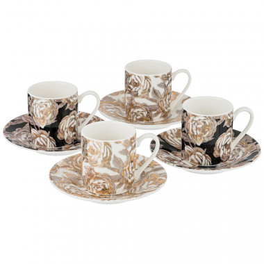 Кофейный набор &quot;Golden Rose&quot; на 2 перс. 4пр. 70мл. (белый и черный) — Posudio