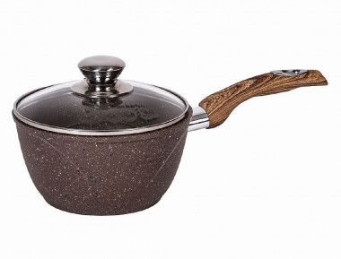 Ковш 1,2л. Гранит brown с несъемной ручкой стекл. крышкой &mdash; Posudio
