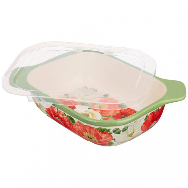 Блюдо для запекания"МАКИ" с пластик.крышкой 25,5*19*8см &mdash; Posudio