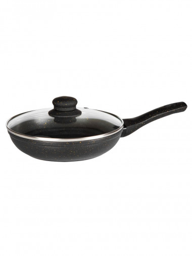 HM 9871 сковорода с крышкой, литой алюминий  (20см) коричневые крапления — Posudio