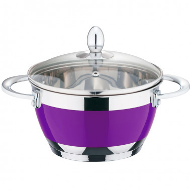Кастрюля с крышкой 1х6 24х13см,нерж.сталь, фиолет. — Posudio