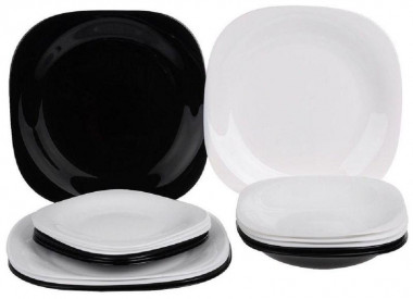 Столовый набор КАРИН ЧЕРНО-БЕЛЫЙ  18предметов — Posudio