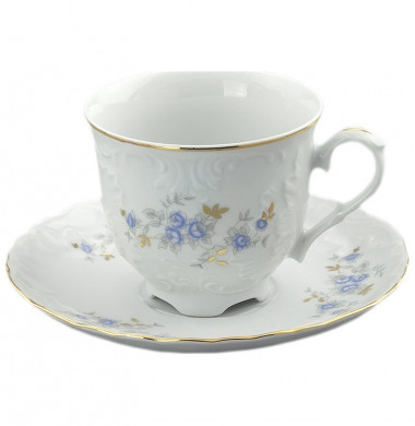 Кофейная пара 170мл Cmielow Rococo голубой цветок 401203С 9706 — Posudio