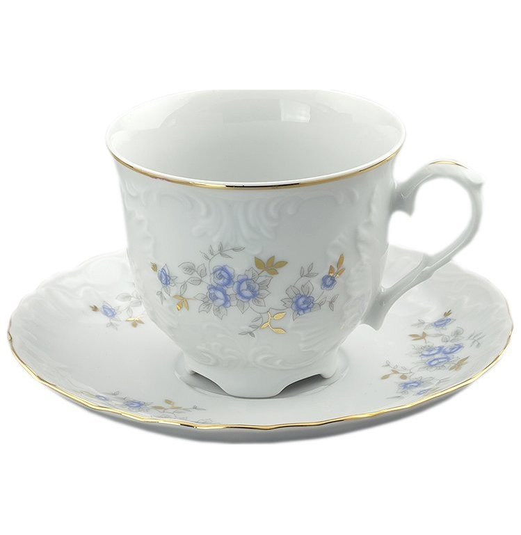 Кофейная пара 170мл Cmielow Rococo голубой цветок 401203С 9706 фото 1 — Posudio
