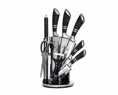 HM-6638  набор ножей  черный с точками 9пр. — Posudio