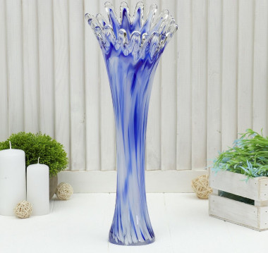 Ваза &quot;Коралл&quot; 14х18х38 см, бело-синяя — Posudio