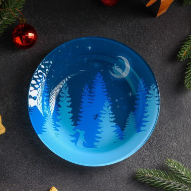 Тарелка суповая Доляна «Кролики под луной», 370 мл, d=18,5 см, цвет синий &mdash; Posudio