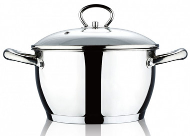 Кастрюля 4,5л 24*11,5 нжс. стекл. крыш. (WELLBERG), 1384WB &mdash; Posudio