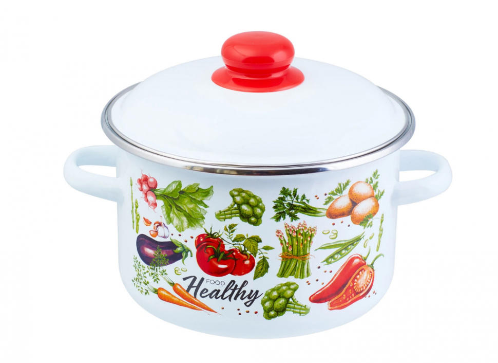Кастрюля эмаль  цил. Veggies 3,0л фото 1 — Posudio
