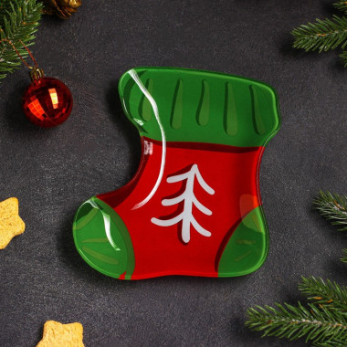 Блюдо сервировочное Доляна «Сапожок. Новогодний», 16×14×1,5 см — Posudio