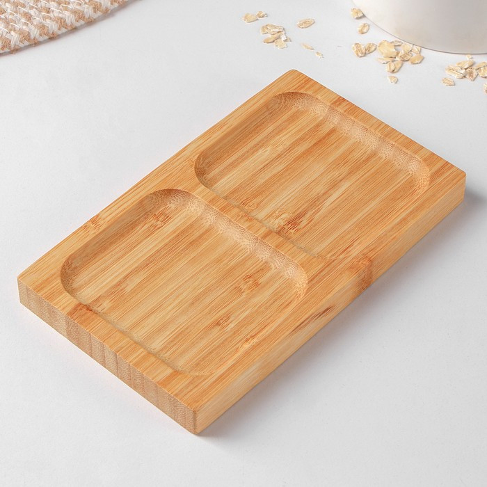 Блюдо для подачи «Бамбук», 2 секции, 17×10 см, цвет бежевый фото 1 — Posudio